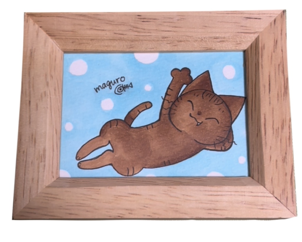 【1点もの】maguro 手描きイラスト 額縁付き