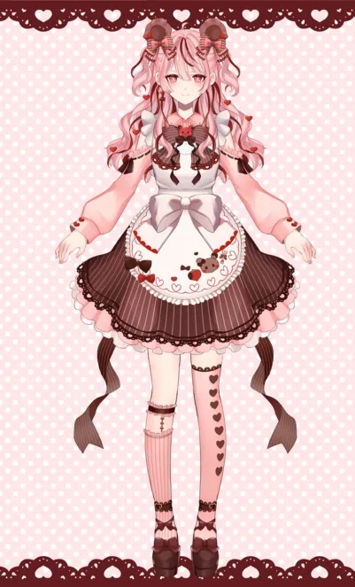 【限定1点】いちごチョコなクマ耳少女【配信背景付き】