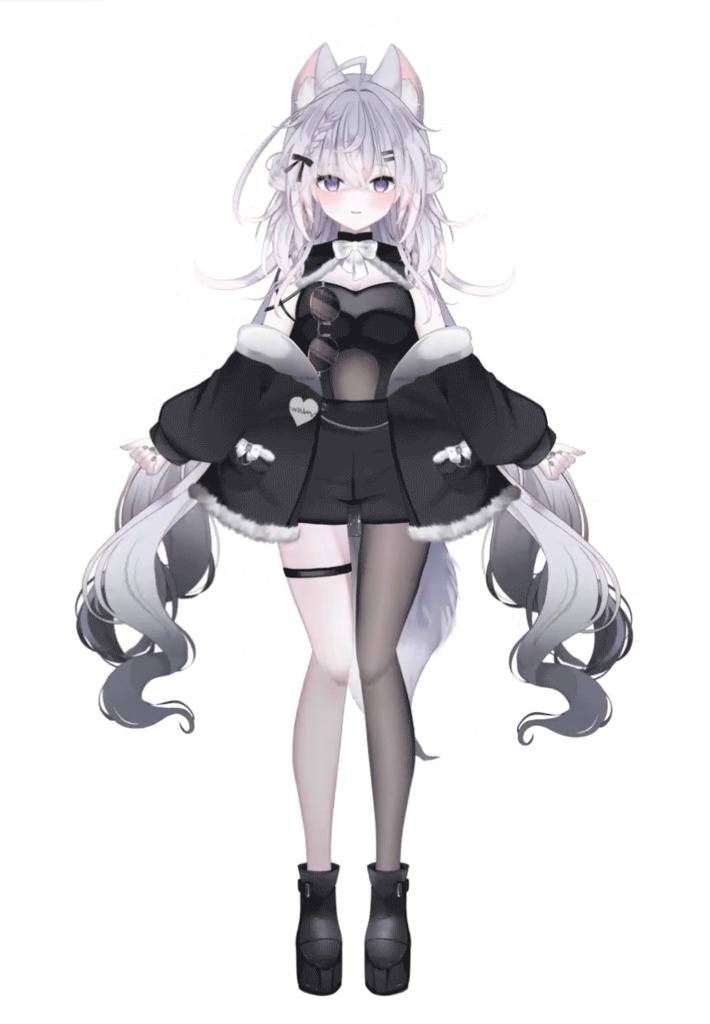 【限定1点】白黒狐娘ちゃん【3段階等身変更可】