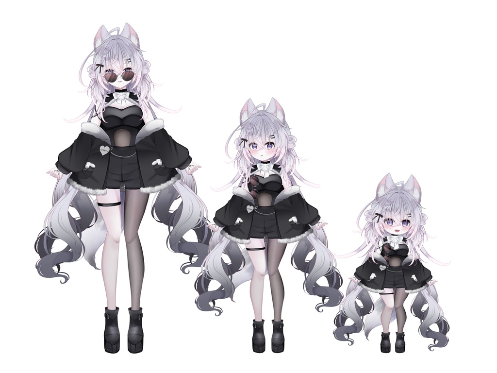 【限定1点】白黒狐娘ちゃん【3段階等身変更可】