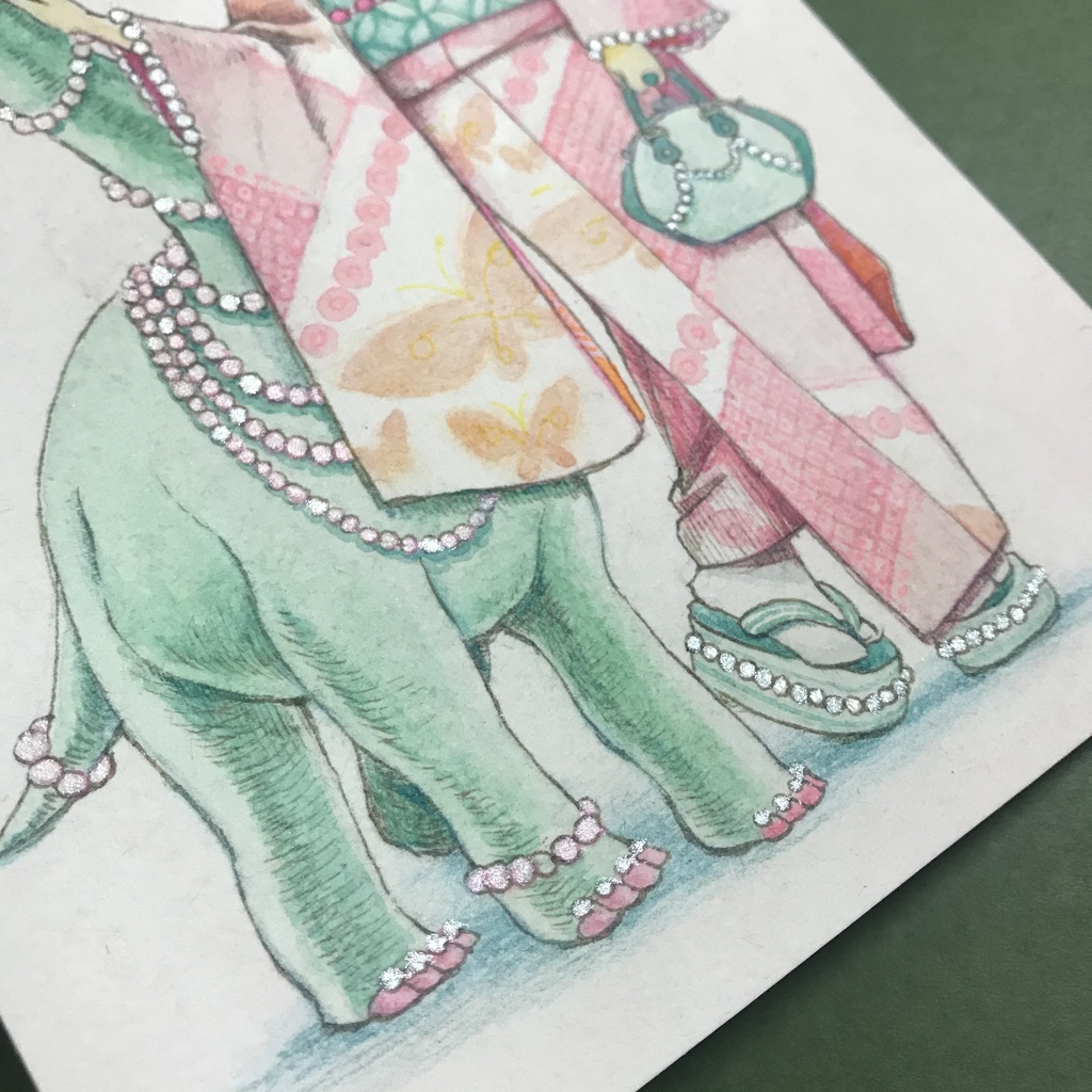 【原画】恐竜と着物の女の子