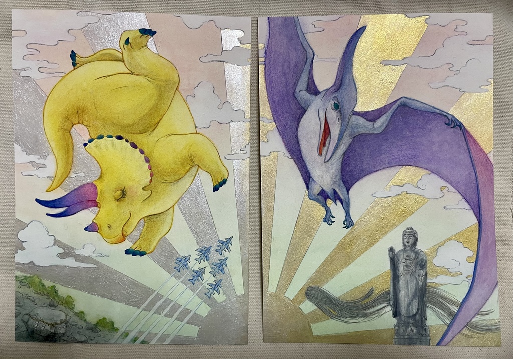 【原画】空飛ぶトリケラトプス