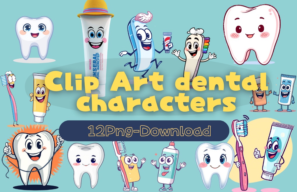 Cute Dental Clipart Bundle | 12 PNG Characters