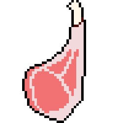 ドット絵骨付き羊肉Tシャツ(生肉/焼肉2パターン×画像サイズ2パターン)
