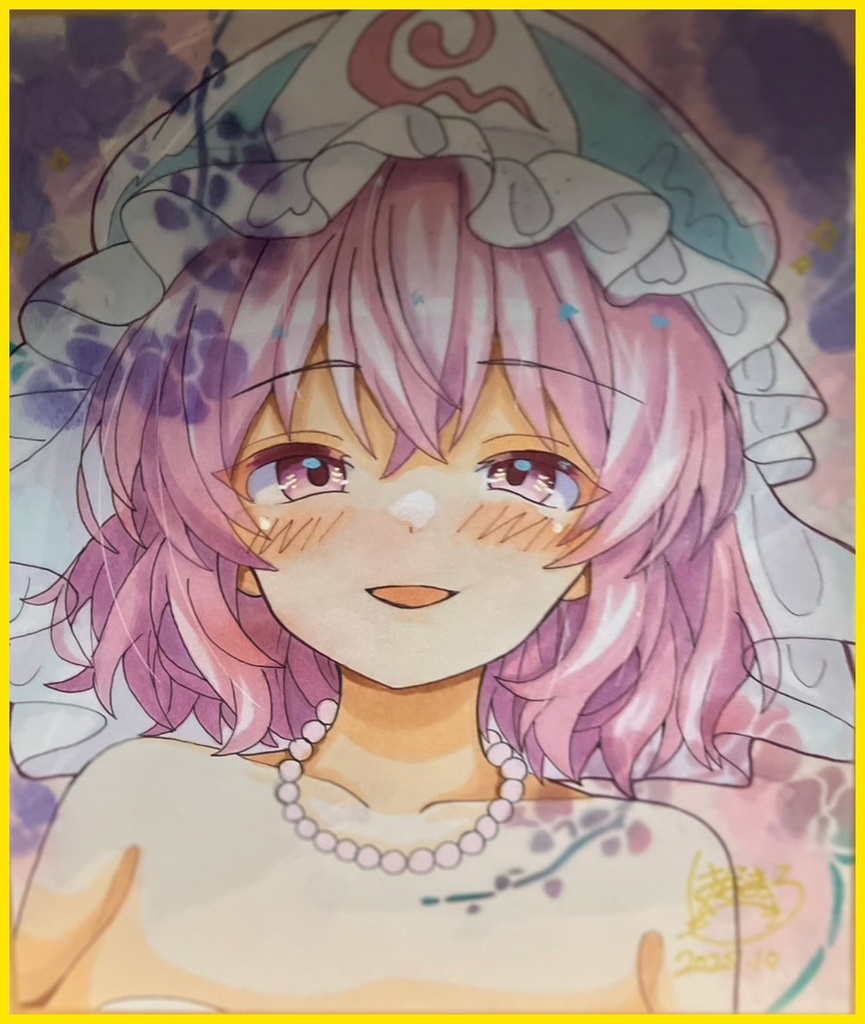 ☆東方project 手書き色紙 西行寺幽々子☆