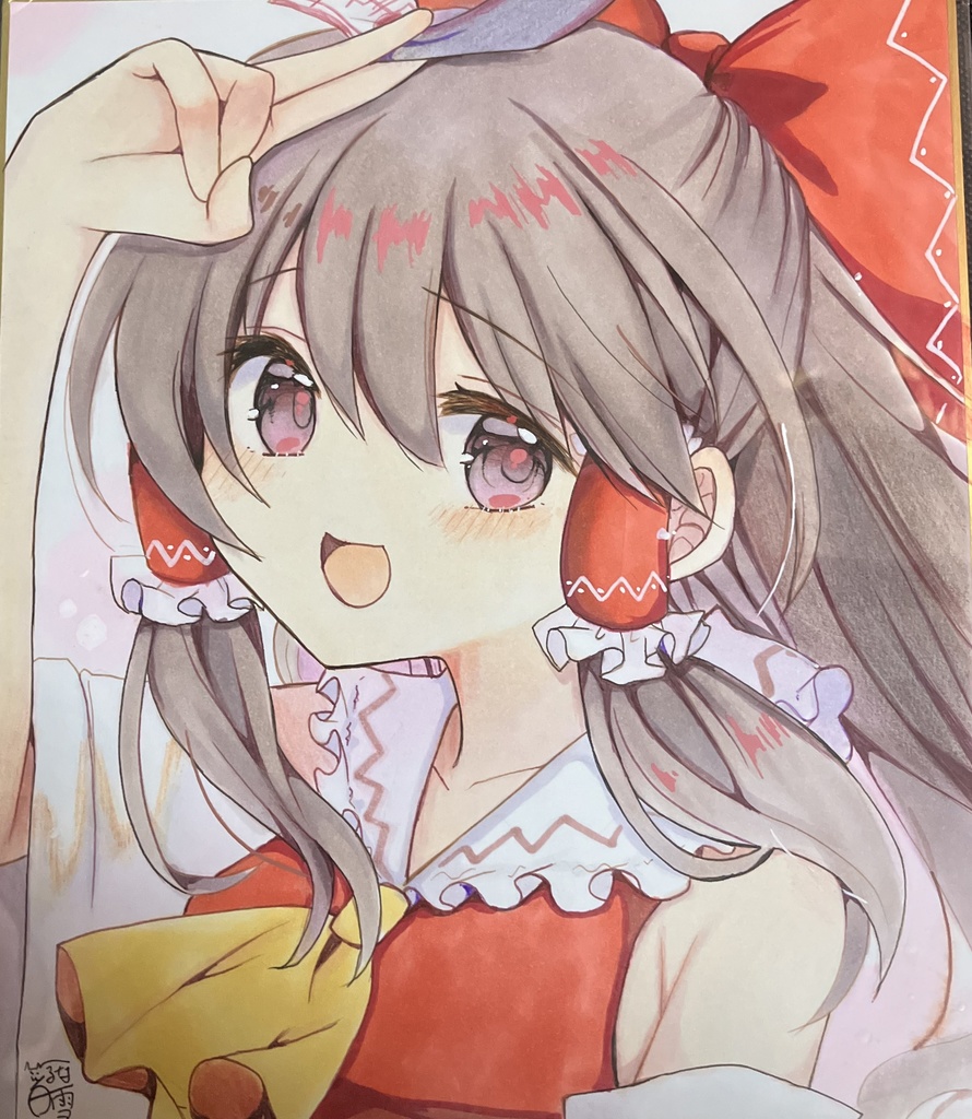 ☆東方project 手書き中色紙 通常衣装 博麗霊夢☆