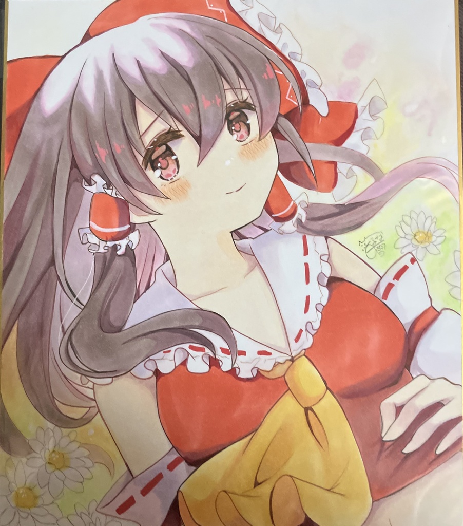 ☆東方project 手書き中色紙 通常衣装 博麗霊夢☆