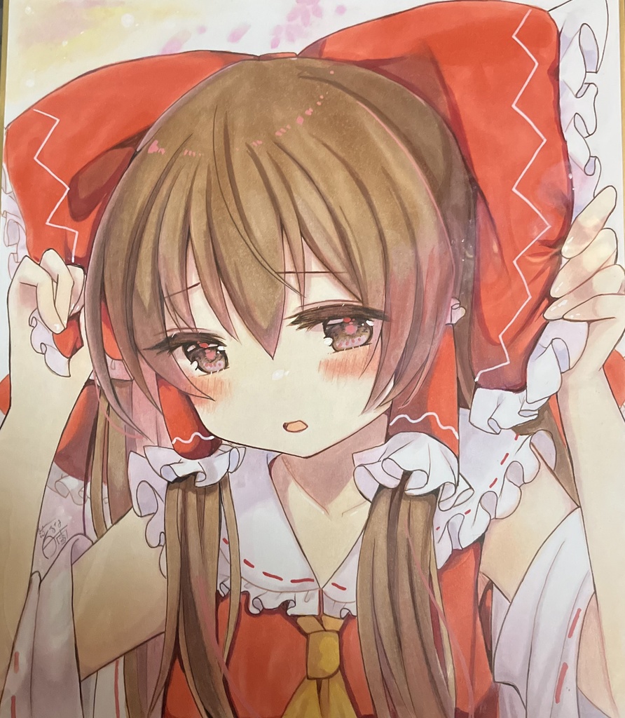 ☆東方project 手書き中色紙 通常衣装 博麗霊夢☆