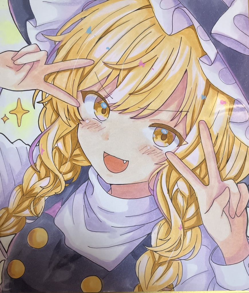 ☆東方project 手書き中色紙 通常衣装 霧雨魔理沙☆