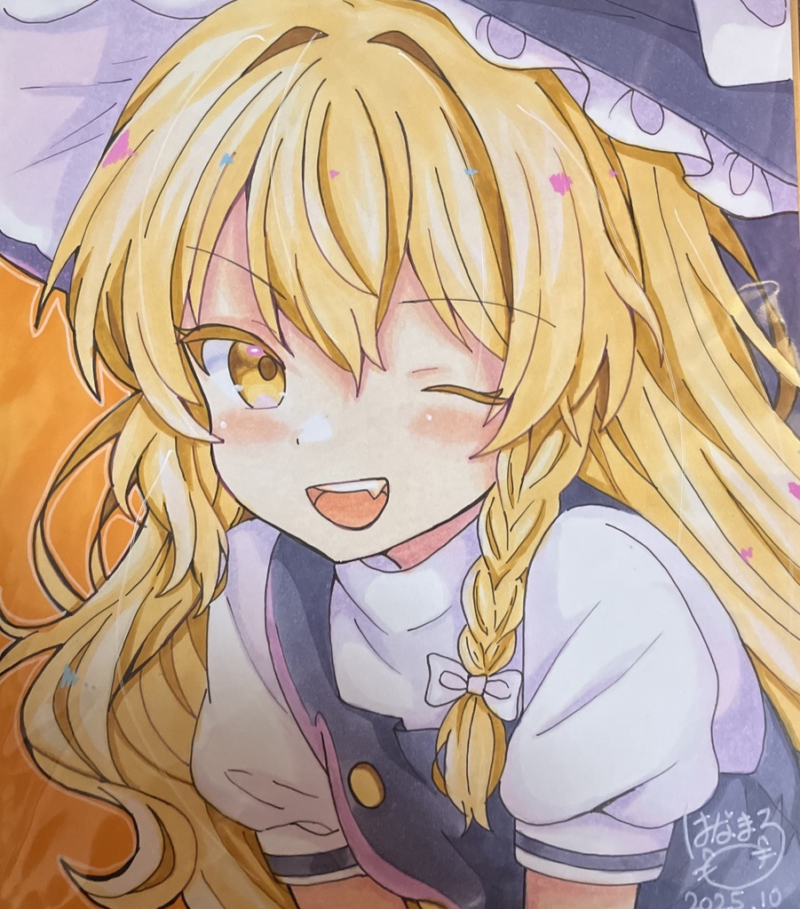 ☆東方project 手書き中色紙 通常衣装 霧雨魔理沙☆