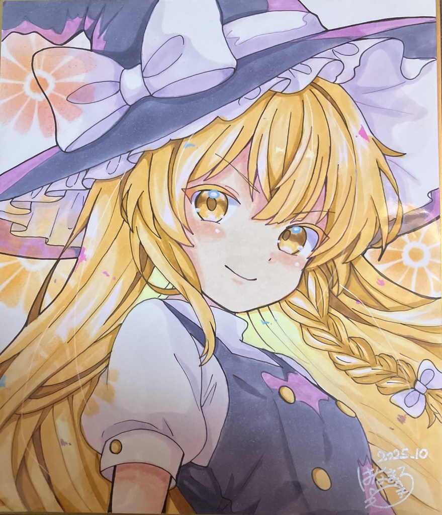 ☆東方project 手書き中色紙 通常衣装 霧雨魔理沙☆