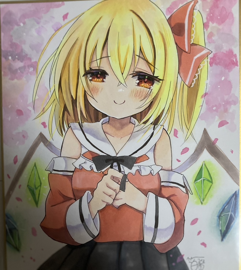 東方project  手書き中色紙 フランドール・スカーレット