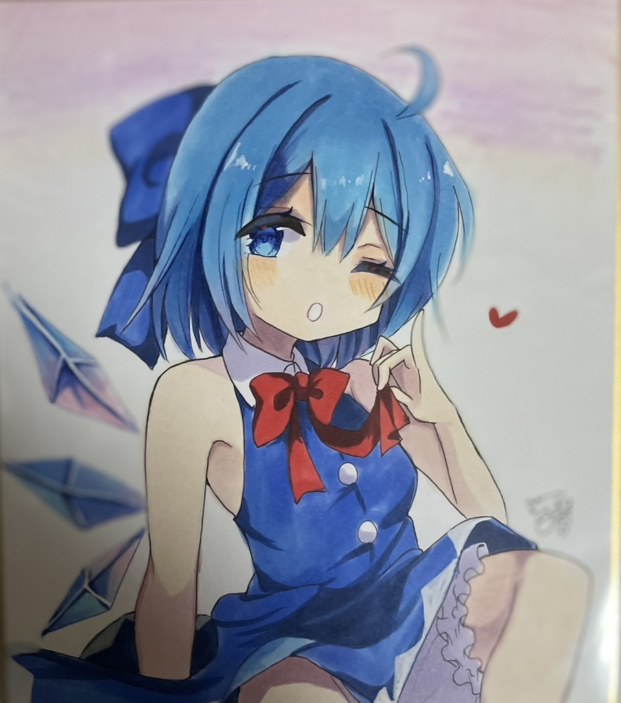 東方project  手書き中色紙 チルノ