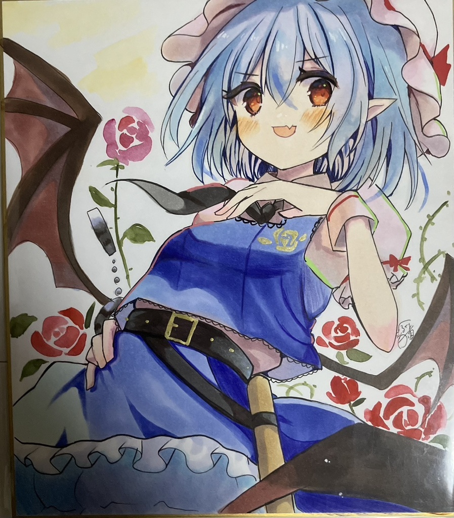 東方project  手書き中色紙 レミリア・スカーレット
