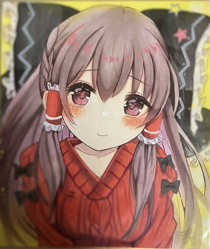 東方project  手書き中色紙 博麗霊夢