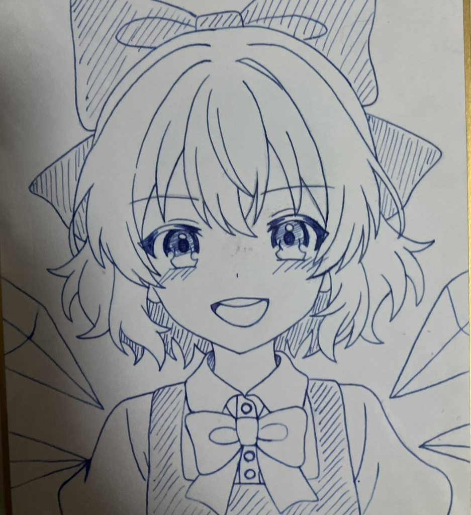 東方project  手書き小色紙 チルノ