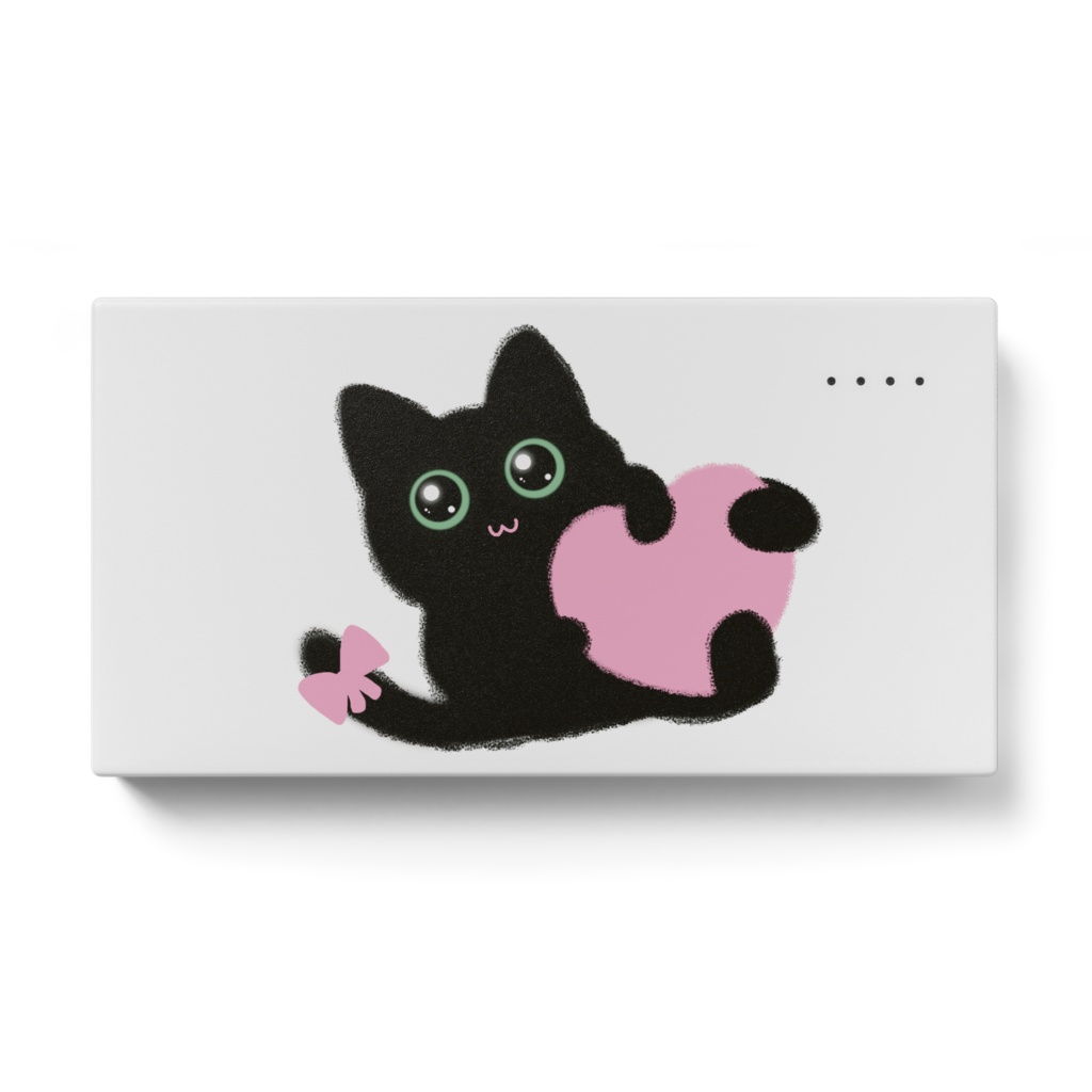 ピンクハート黒猫モバイルバッテリー