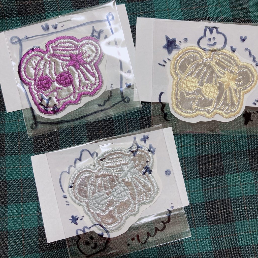 ギラギラお顔刺繍シール