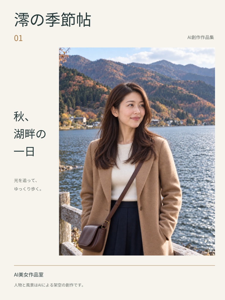 【AI生成作品集】澪の季節帖 01 秋、湖畔の一日｜PDF＋JPEG24点