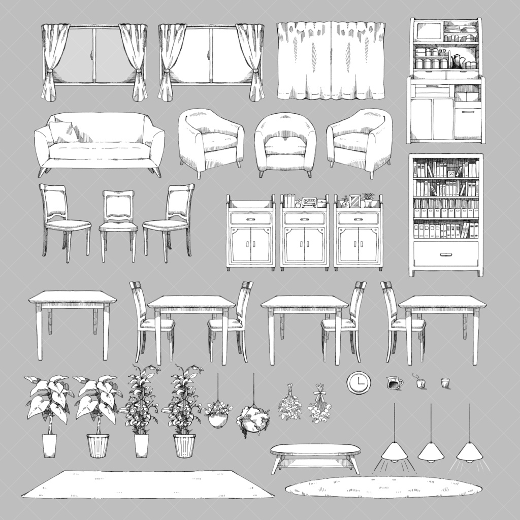 ペン画TRPG用素材集『おへやそざい』