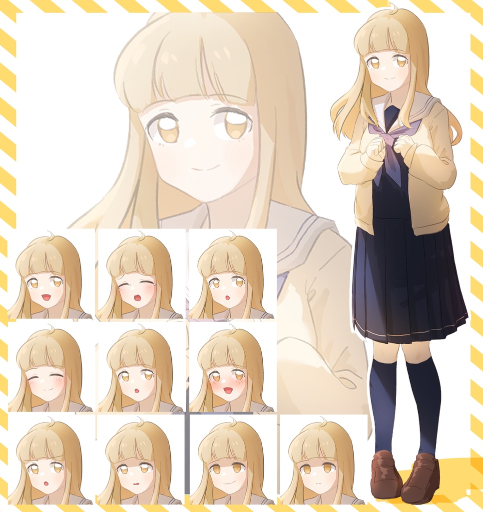 女子高生立ち絵【表情10種】【無料版あり】