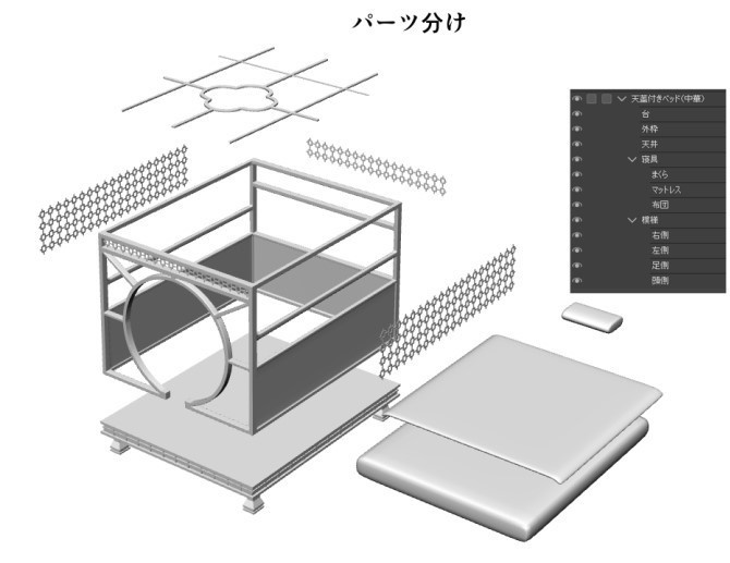 天蓋付きベッド(中華)