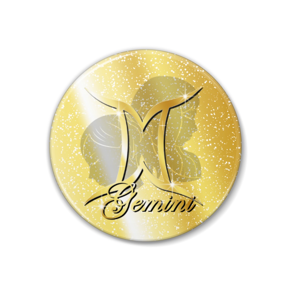 十二星座 -双子座（女性） ゴールド- 38ｍｍ缶バッチ
