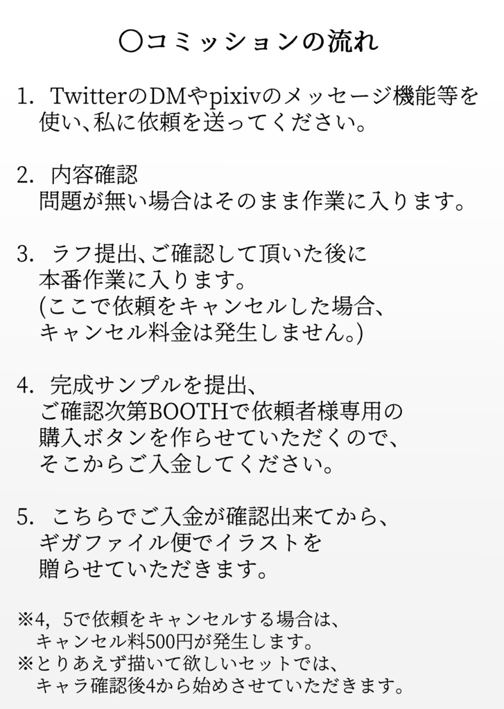 コミッション 紹介&お支払いページ