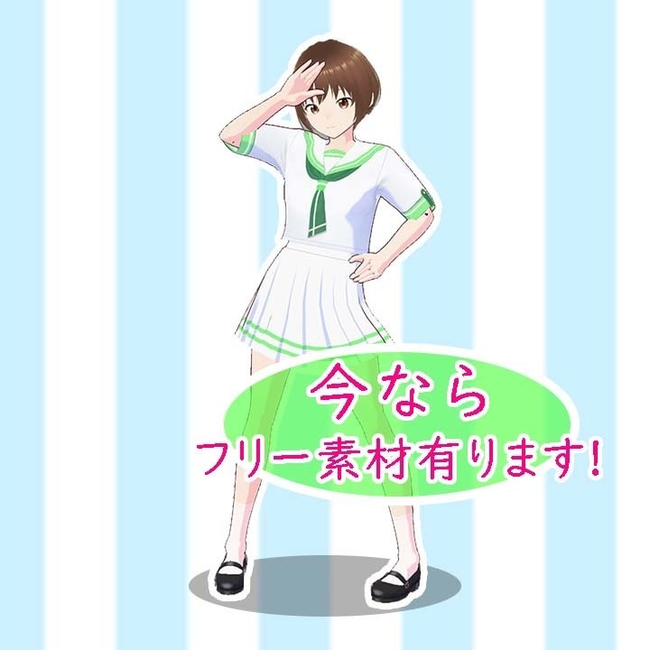 【VRoid】VRoid Studio用テクスチャ / 白いセーラー服(半袖)テクスチャ 【水色】【ピンク】【緑】3種(商用可能)
