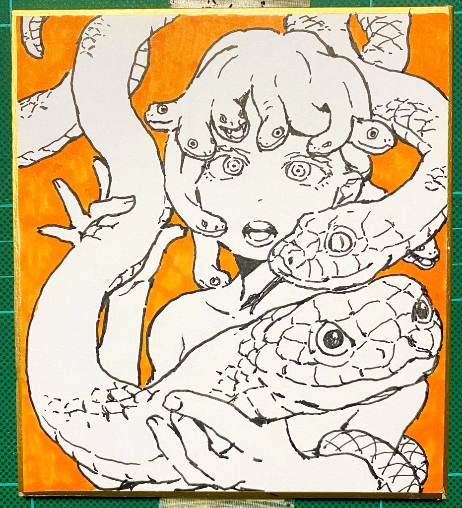 メドゥーサ娘のミニカラー色紙🐍