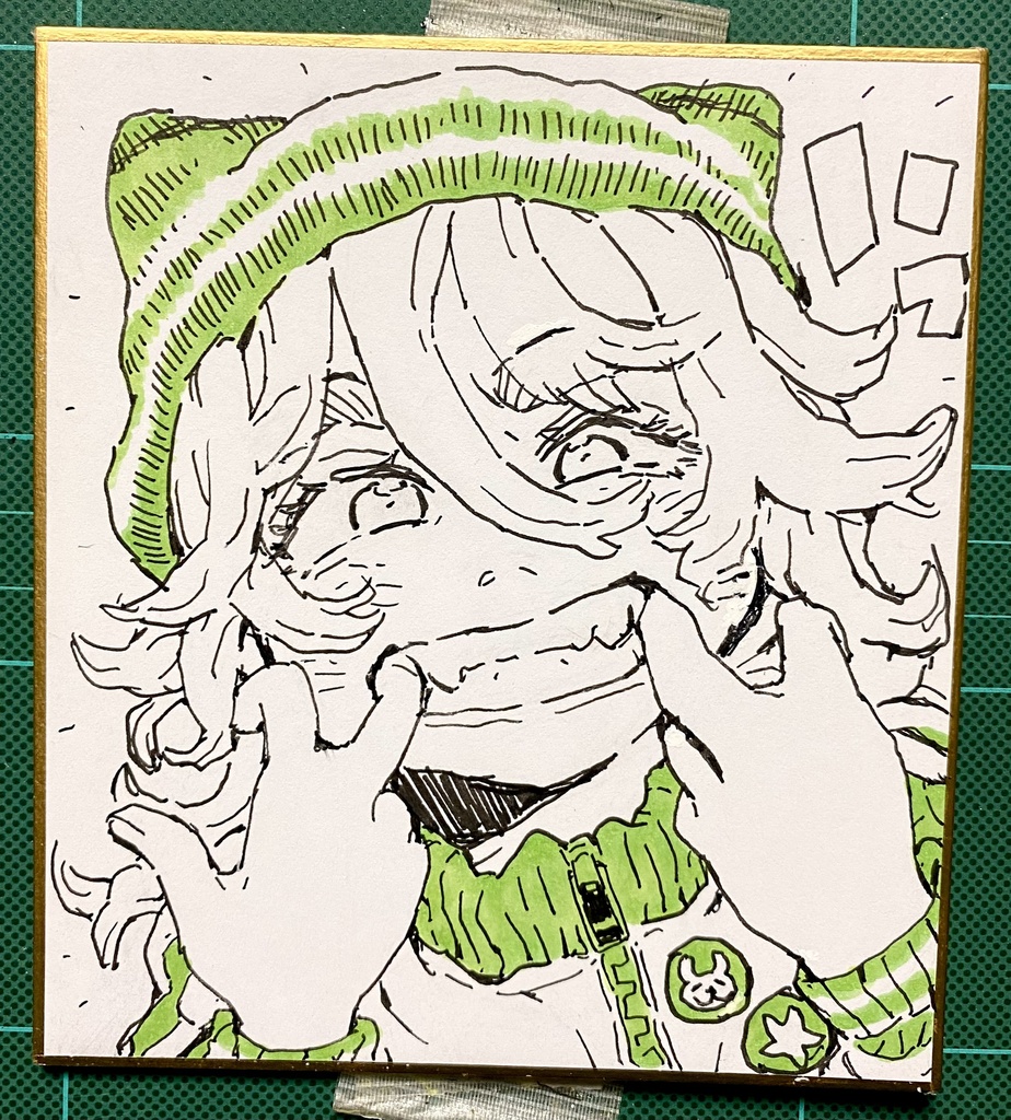 イーッをしてる娘のミニカラー色紙