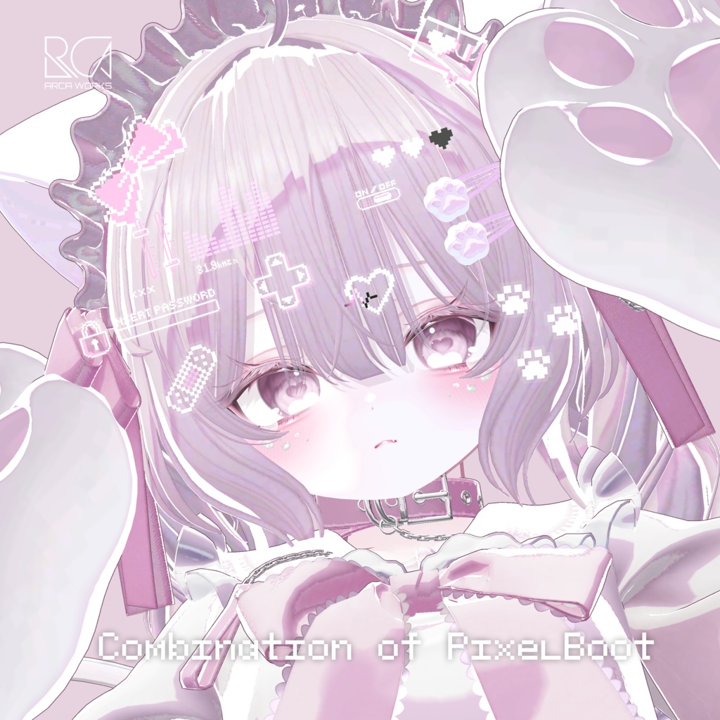 【"Moji"無料追加】動く! PixelBoot ヘアアクセサリー (+なで警告ギミック)