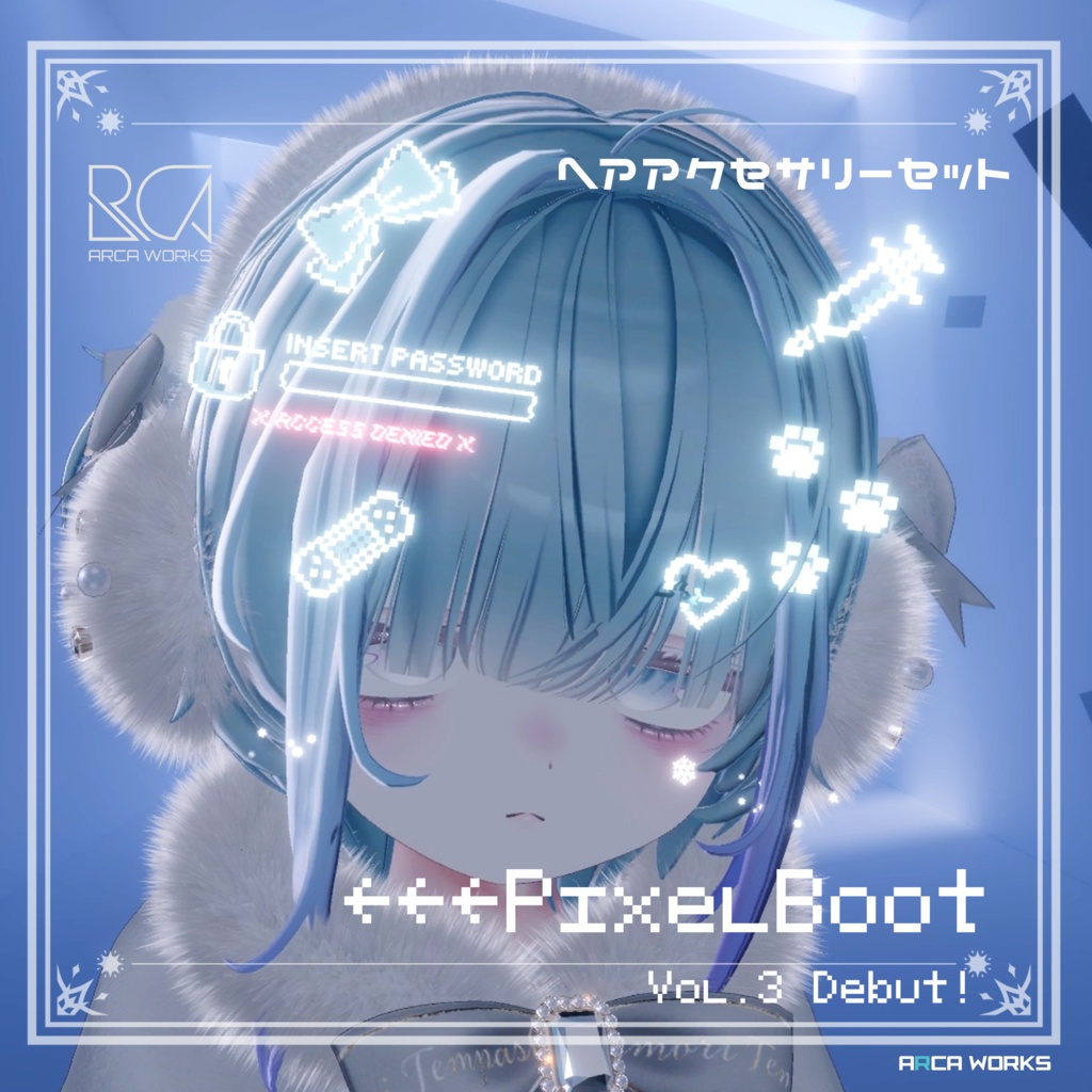【Vol.3新発売セール】動く！ PixelBoot ヘアアクセサリー (+なで警告ギミック)