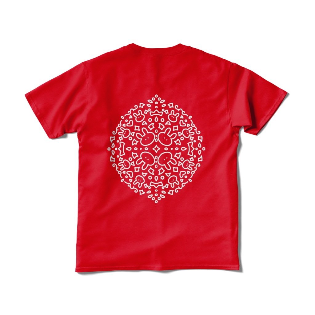 うさぎまんだら赤【背面Tシャツ】