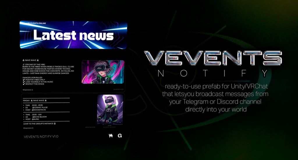 VEVENTS NOTIFY メッセージ放送プレハブ 【 FREE 】