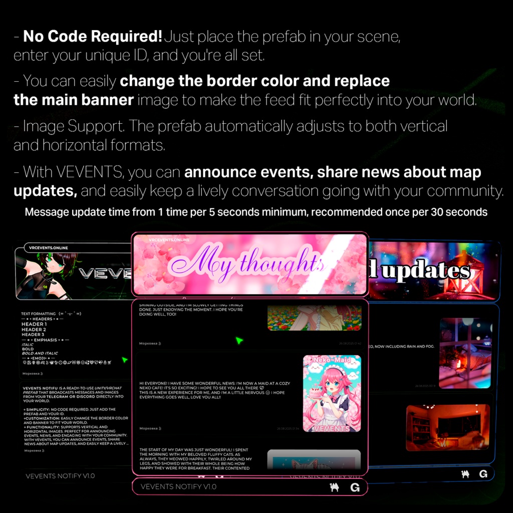 VEVENTS NOTIFY メッセージ放送プレハブ 【 FREE 】