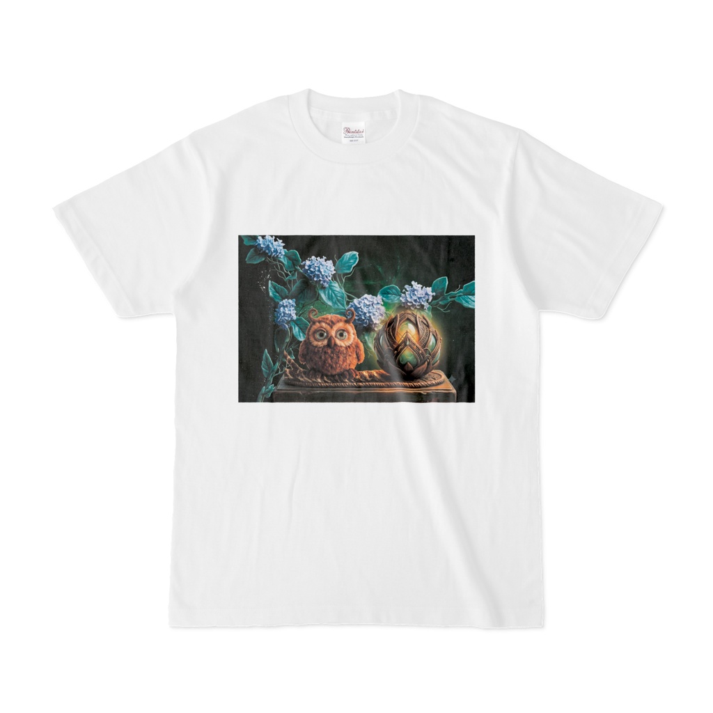 魔除けフクロウと魔法の蕾Tシャツ