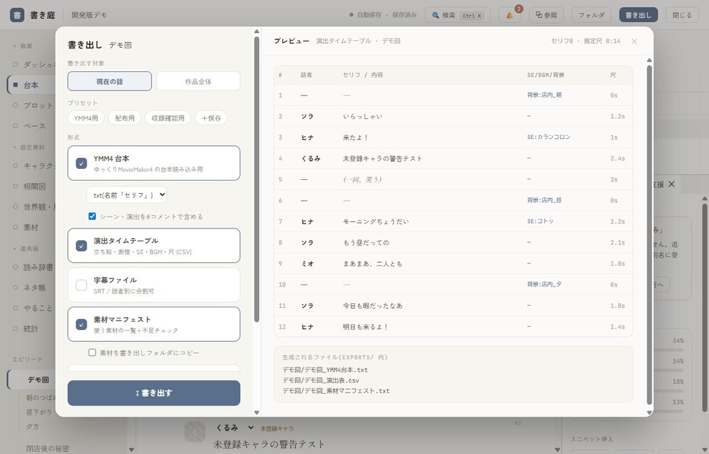書き庭 KAKINIWA|台本・設定・素材をまとめる茶番/創作ツール
