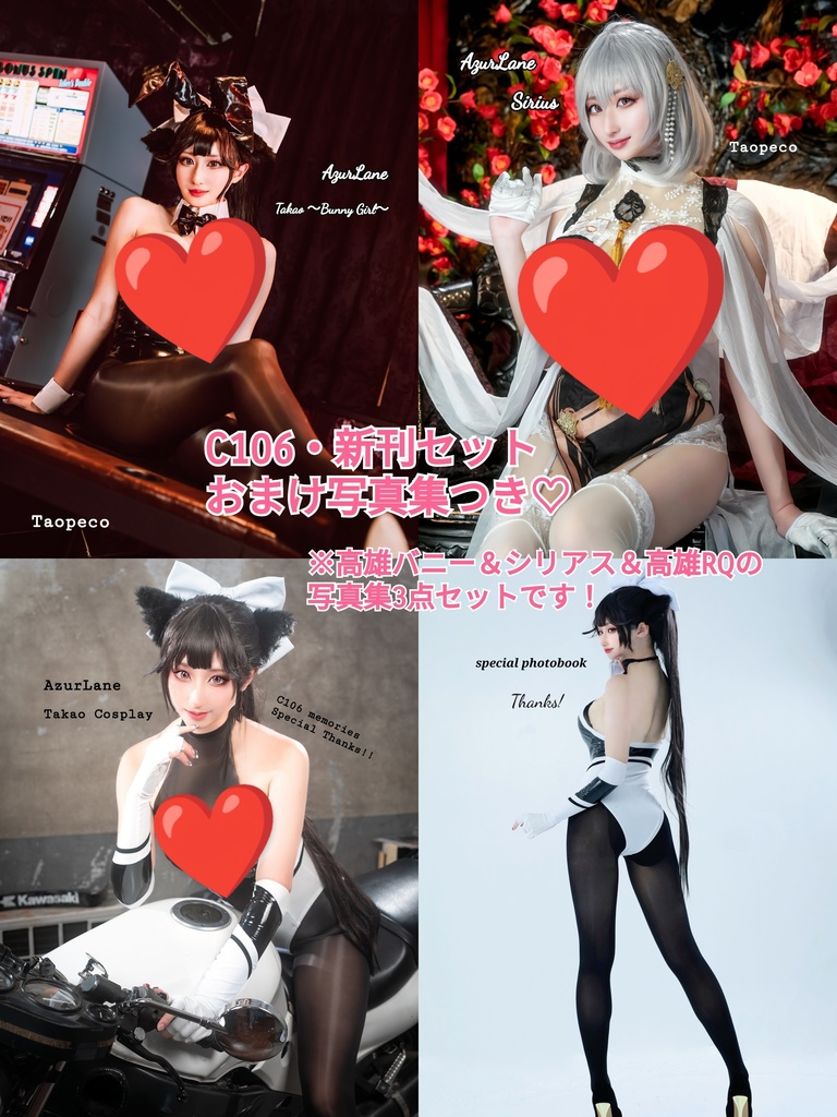 【C106新刊セット✨】アズレン/高雄バニー＆シリアス＆高雄RQのおまけ写真集3点セット