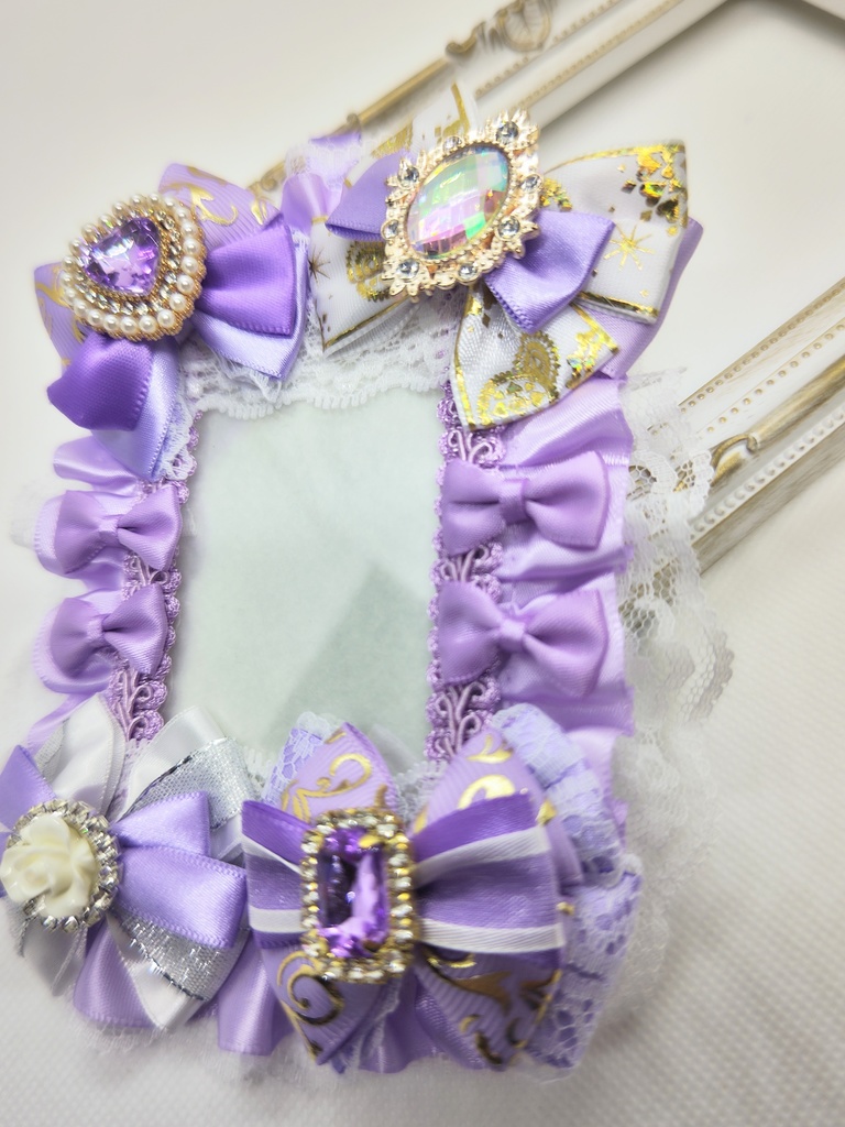 リボンデコ 硬質ケースデコ B8サイズ ライトパープル 薄紫 痛ロゼット