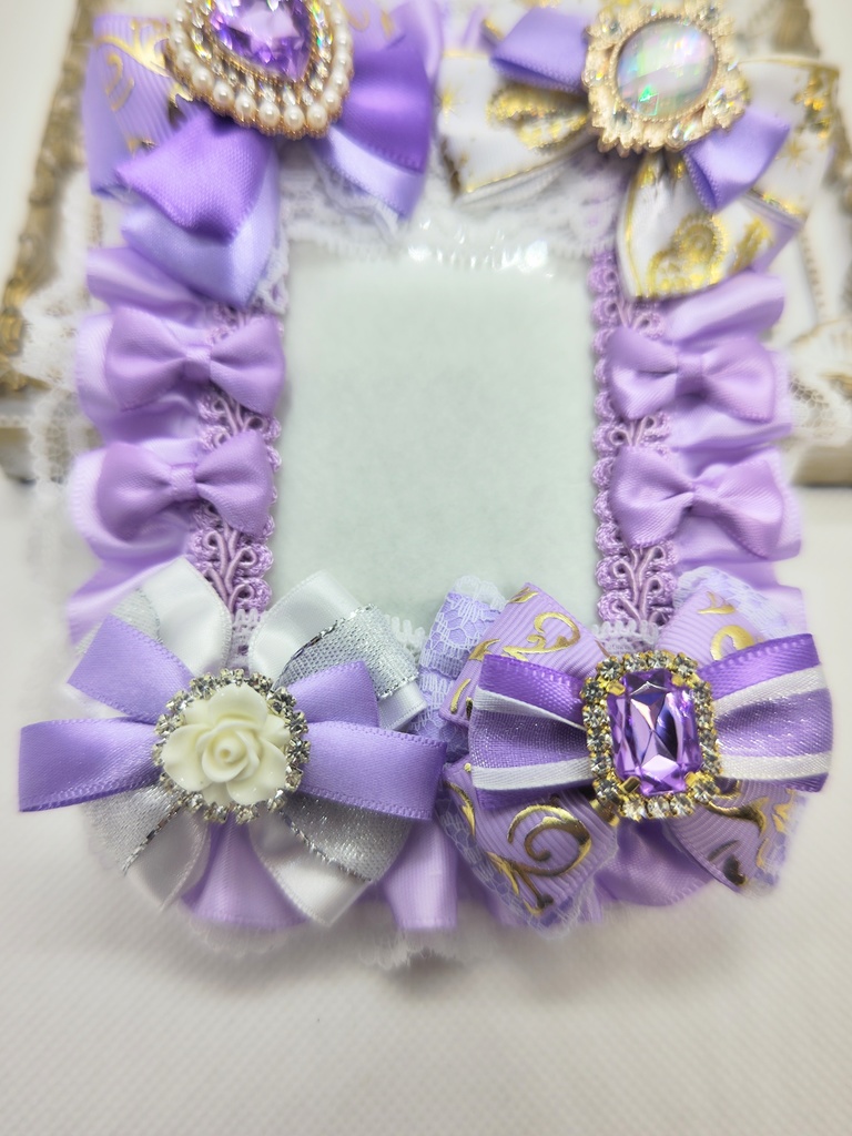 リボンデコ 硬質ケースデコ B8サイズ ライトパープル 薄紫 痛ロゼット