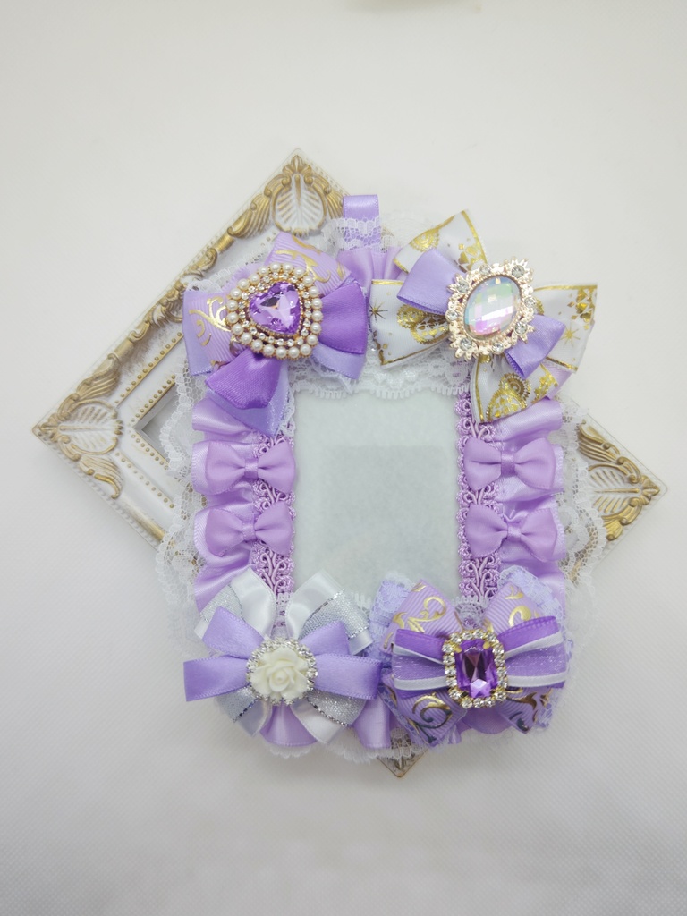 リボンデコ 硬質ケースデコ B8サイズ ライトパープル 薄紫 痛ロゼット