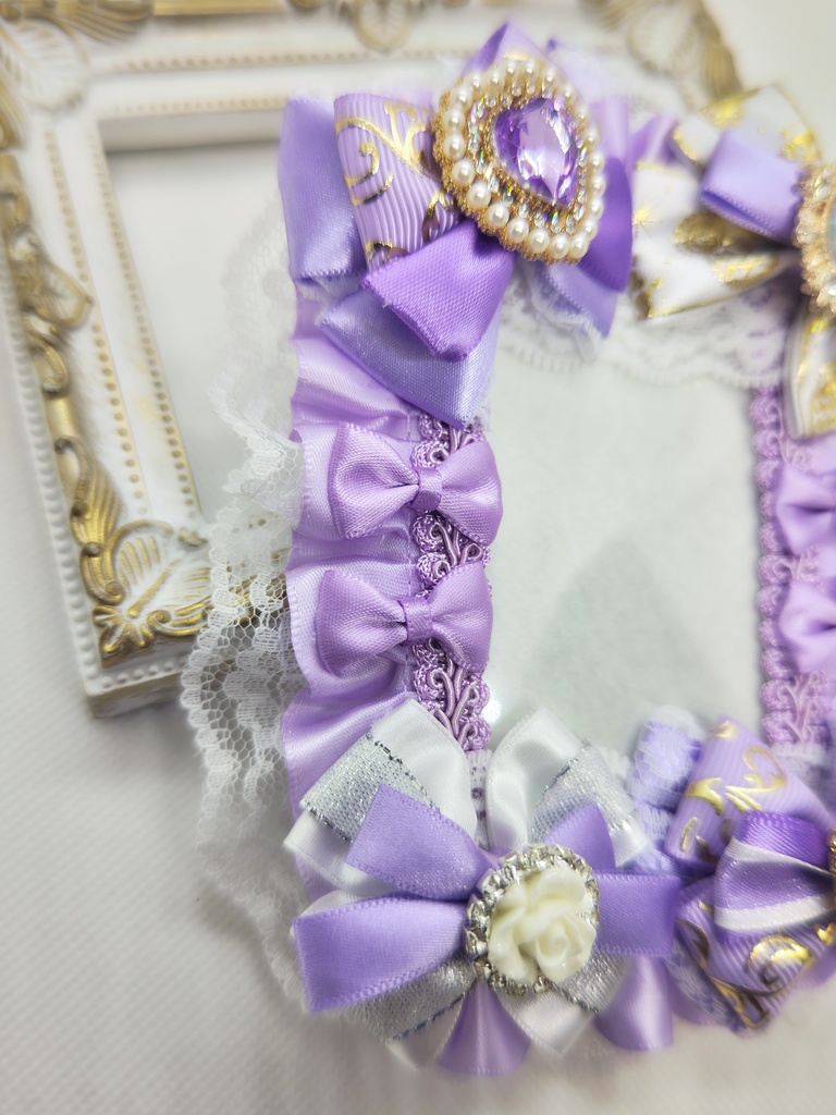 リボンデコ 硬質ケースデコ B8サイズ ライトパープル 薄紫 痛ロゼット