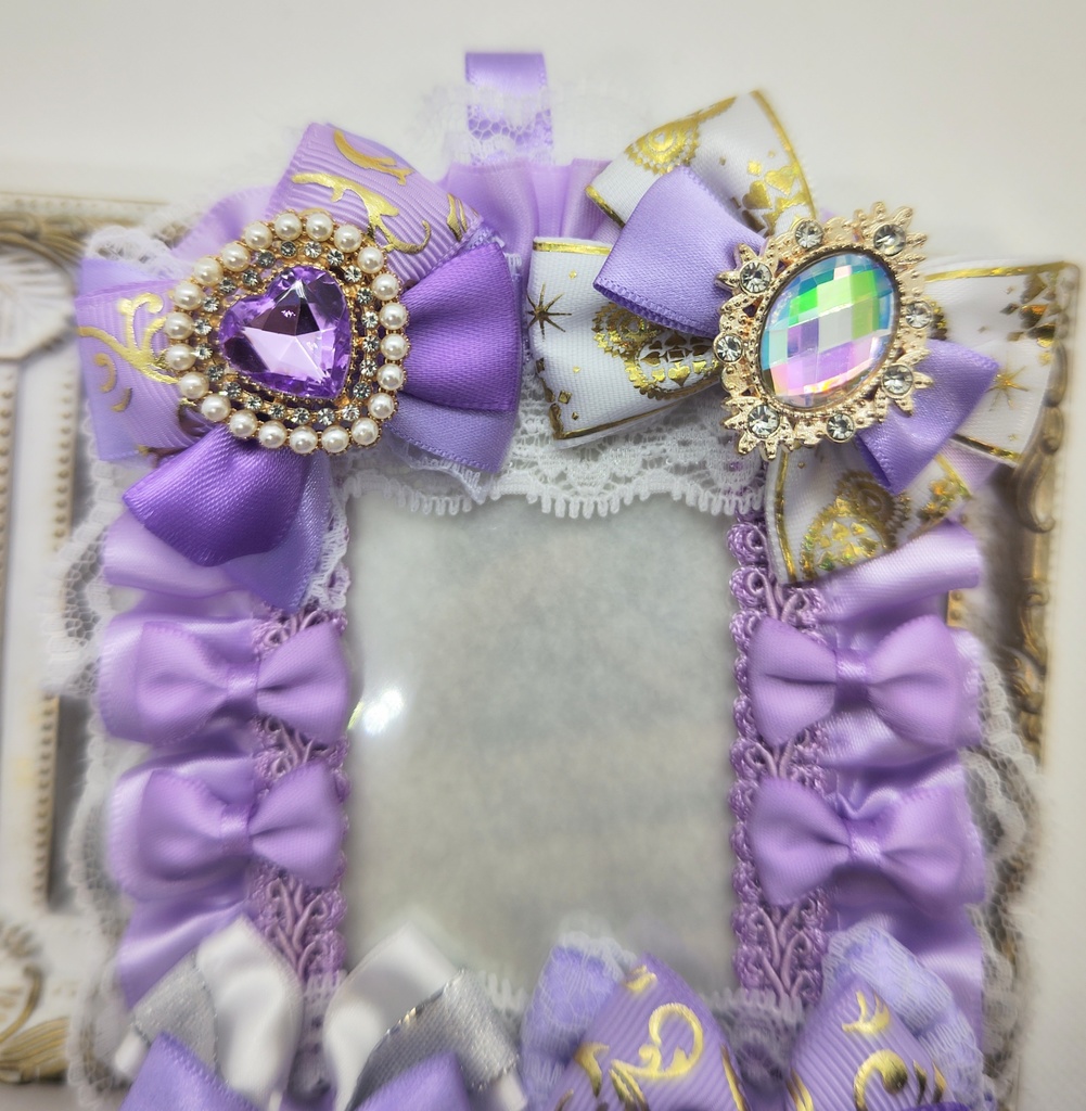 リボンデコ 硬質ケースデコ B8サイズ ライトパープル 薄紫 痛ロゼット