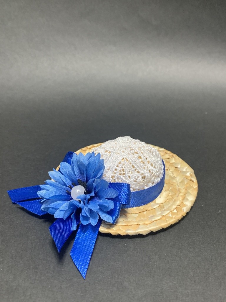 ぬいぐるみ、ドール用　レースの麦わら帽子