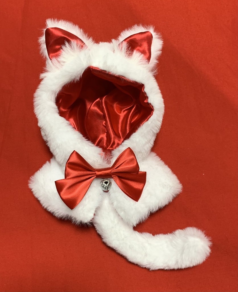 【ぬい服】猫耳マント【白猫】