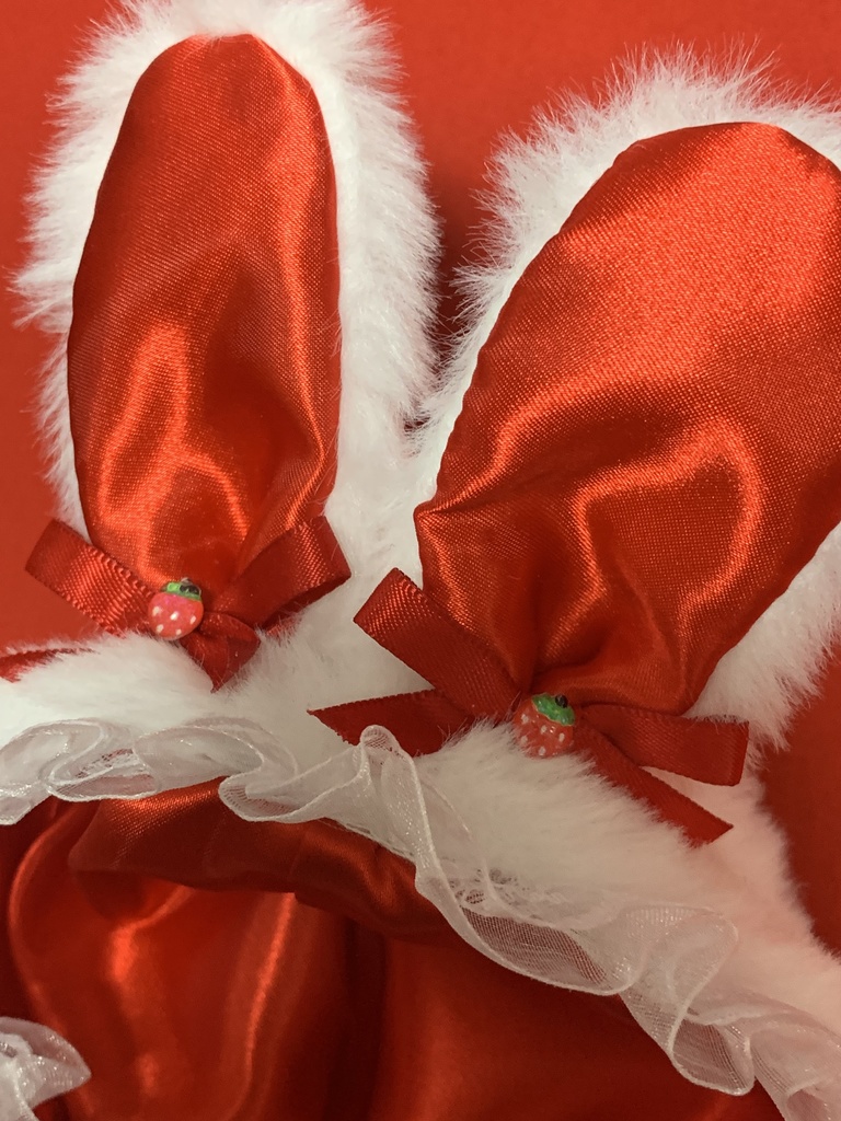 【ぬい服】いちごリボンの白うさぎ🍓