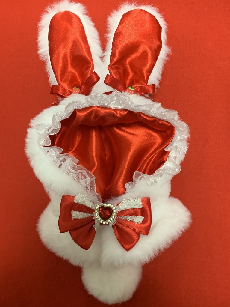 【ぬい服】いちごリボンの白うさぎ🍓