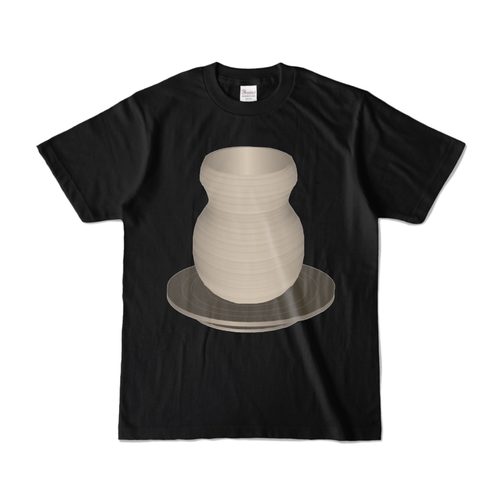 「両手は添えるだけ」ろくろを回すIT業界人のTシャツ(黒)