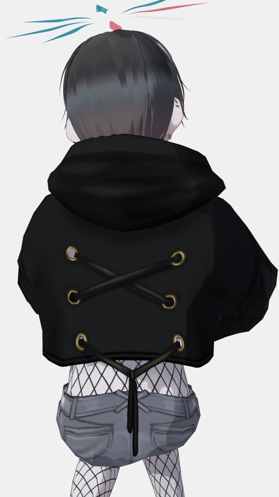 【無償】黒パーカー+黒マスクセット【※当商品はVRoid β版で制作されたモデルです。】